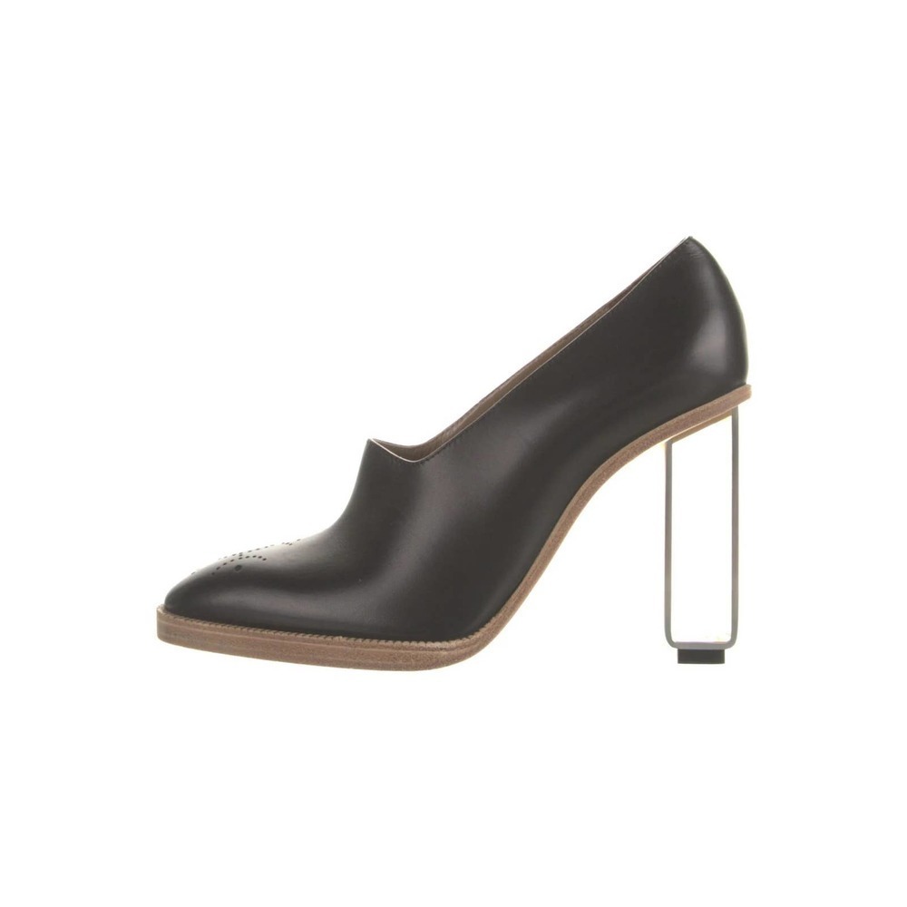 Hermes‎ Clou de Selle Accent Black Leather Pumps Women's Size 37